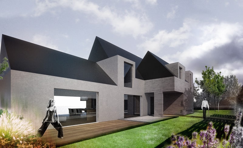 Maison individuelle contemporaine à Saint-Fuscien, vue depuis le jardin
